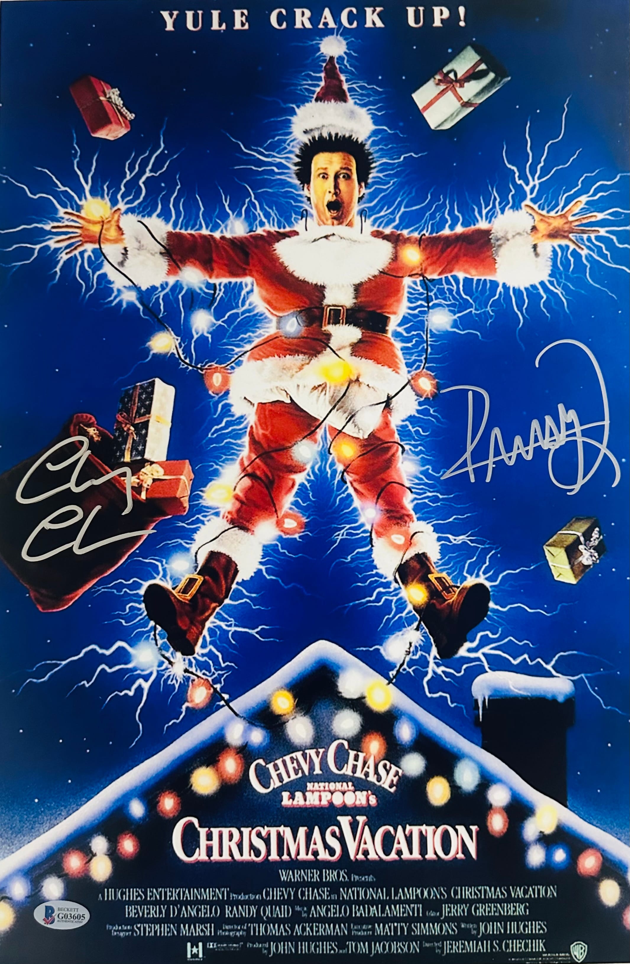 Chevy Chase Randy Quaid Signed 12x18 Christmas Vacation Photo Autograph BAS 605