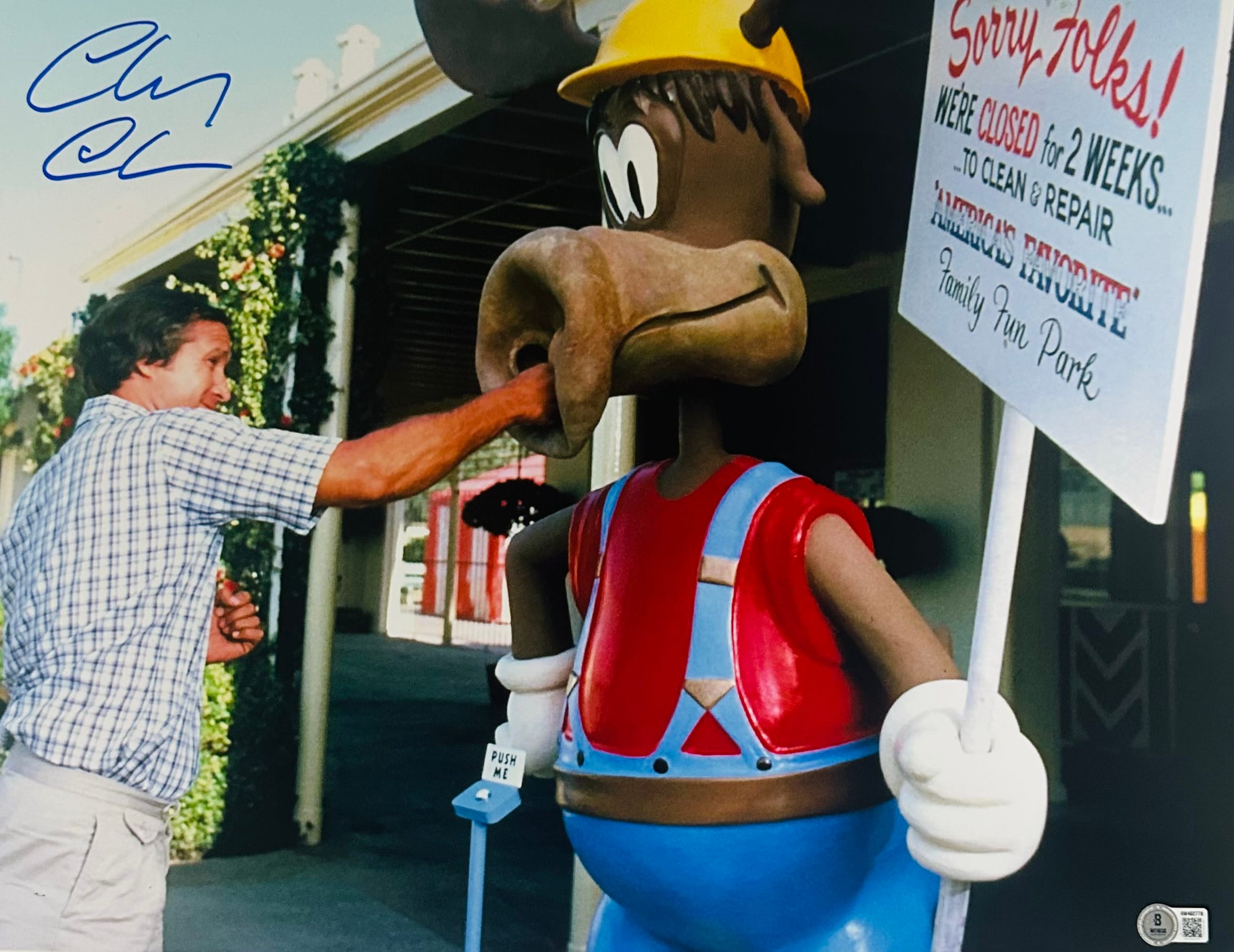 Chevy Chase, Clark Griswold, National Lampoons Vacation, Vacation Movie, Signed Chevy Chase Photo, Chevy Chase Autograph, Clark Griswold Autograph, Comedy Movie Memorabilia, 1980s Movies, Movie Collectibles, 16x20 Signed Photo, BAS Certified, Beckett Authenticated, Vacation Memorabilia, Classic Comedy Collectibles